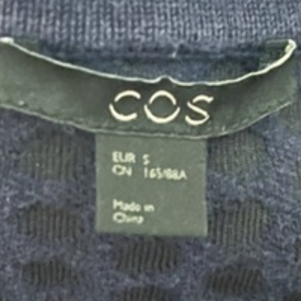 COS Small Textured Jacquard Front Zip Light Black Navy Tunic Jacket - Picture 7 of 9